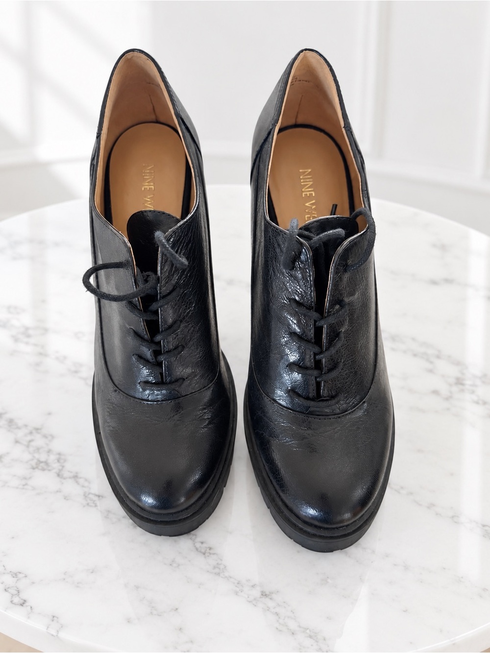 Nine West Black Leather Lace-Up High Heel
Shoes (Size 8, Worn once, like new)